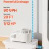 Condensate Pump, 1/12 HP, 90 GPH, 20 Ft Lift, 115V Automatic AC Condensation Removal Pump With Safety Switch 20 Ft Tubing, For Air Conditioner, Dehumidifier, HVAC, Furnace, Ice Maker Water Drain