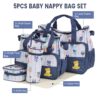5Pcs Baby Nappy Diaper Bags Set Mummy Diaper Handbags With Diaper Pad Food Bag Bottle Bag Travel Tote Bags For Mom Dad