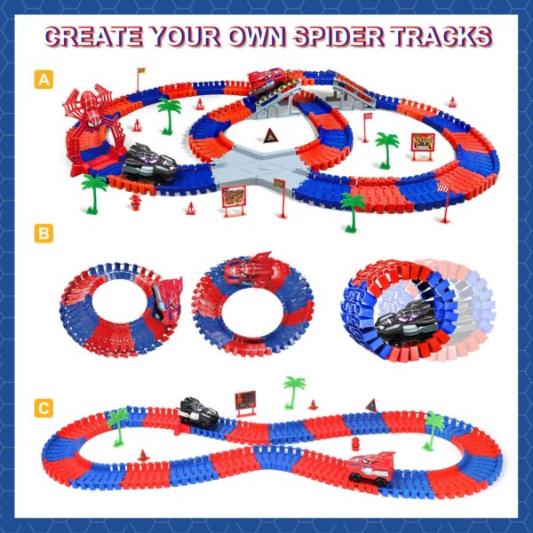 Spider-Themed Flexible Track Toy Set Includes Black And Red Spider Cars,Pickup Only