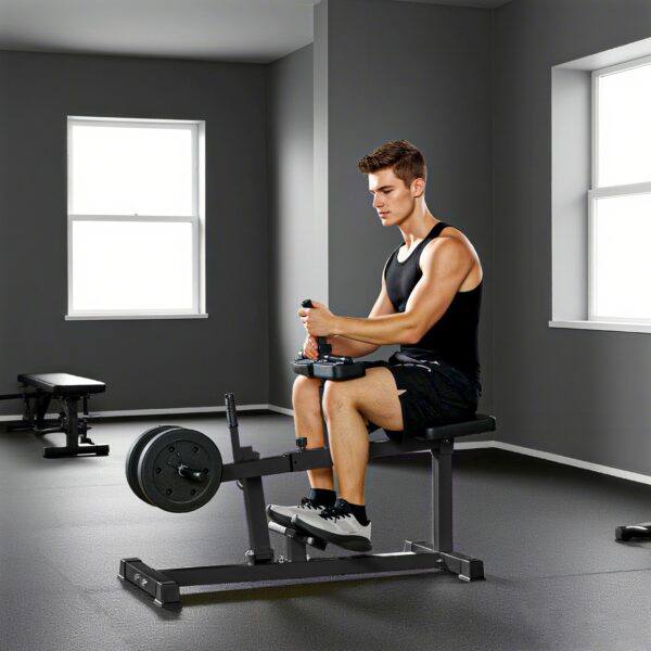 90542e7b-18d1-4090-aac6-38dbf2504b7e.jpg Adjustable Steel Seated Calf Raise Exercise Strength Training Gym Equipment, Black