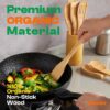 Bamboo Cooking Spoons 6-Piece Set, Wooden Kitchen Utensils With Spoons & Spatulas, Durable Cooking Tools For Home & Kitchen