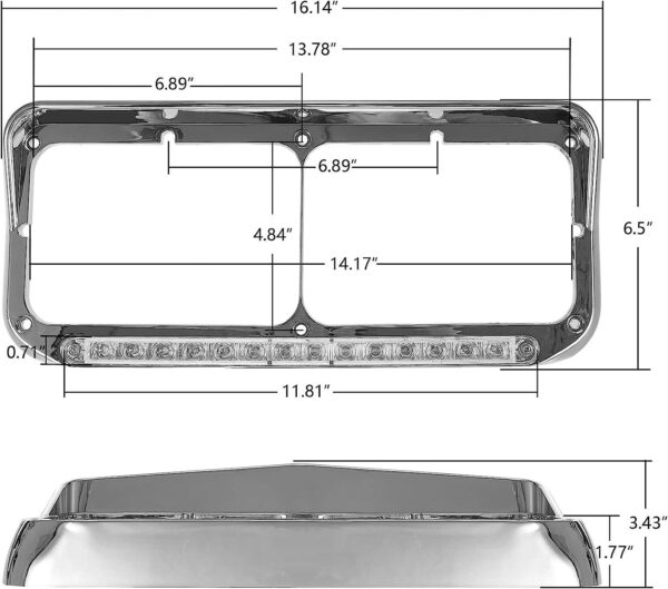 For Kenworth T400 T600 T800 W900B W900L Clear Headlight Bezel Amber LED Light
