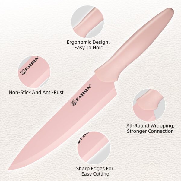 92cb29bd-0894-44ef-a8f0-e6daa1bf8237.jpg Kitchen Knife Set With Block, 14 Piece Pink Non-Stick Paint Coating Stainless Steel Knives Set, Anti-Rust And Dishwasher Safe, 12 Knives With Kitchen Shears And Block Pink