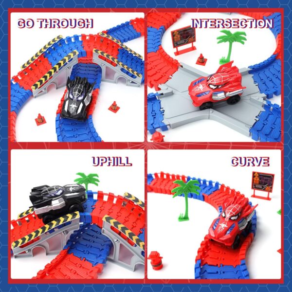 Spider-Themed Flexible Track Toy Set Includes Black And Red Spider Cars,Pickup Only