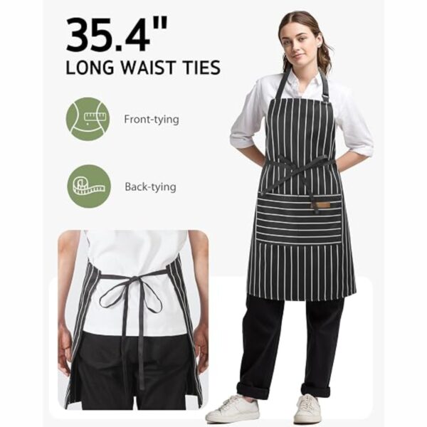Adjustable Cooking Apron For Men & Women, Kitchen Apron With 2 Pockets, Reusable Protective Apron For Cooking, Baking & Grilling