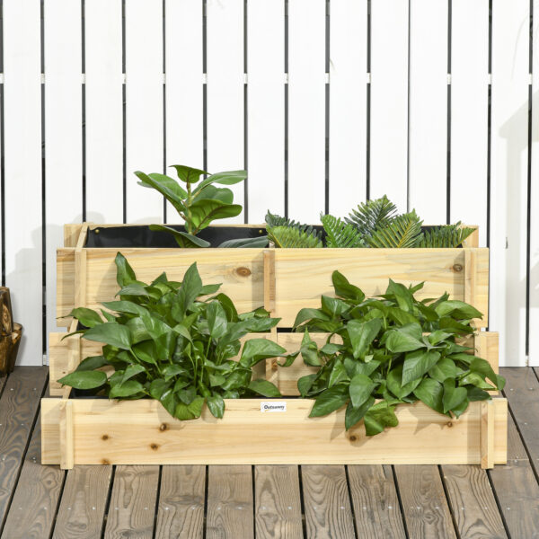 95eb4846-9bc5-4bee-8aeb-8d5eef75ceba.jpg 3 Tier Raised Garden Bed, Water Draining Fabric for Soil, Elevated Wood Flower Box for Vegetables, Herbs, Natural