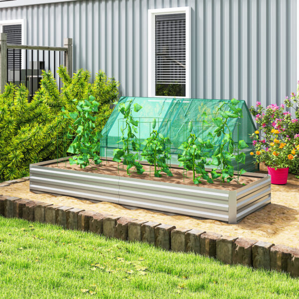 97200b8d-4479-4f88-88cc-fb4cb664bd86.jpg 95" x 36" x 12" Galvanized Raised Garden Bed, Easy DIY and Cleaning for Growing Flowers, Herbs, Succulents, Silver