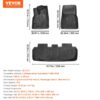 Automotive Floor Mats Fits For Tesla Model Y 2021-2024 3 Pcs TPE Liners