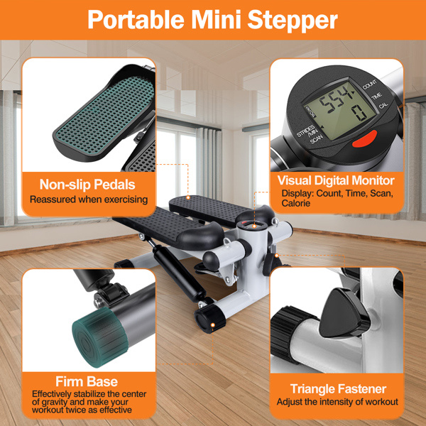 999f1183-f5ff-4acd-9b17-9fcdec868459.jpg Fitness Step Machine, Mini Step Machine With Resistance Band, Home Fitness Equipment With 330.7LBS Load-bearing Capacity, Hydraulic Fitness Step Machine With LCD Display Screen