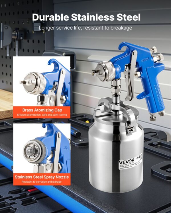99a4d6cc-cc43-49f3-9476-c934774b1478.jpg Siphon Feed Spray Gun, High Atomization Air Paint Spray Gun, 1000cc Automotive Paint Sprayer With 1.8 Mm Nozzle, Adjustable Flow Rate & Air Volume For Car, Furniture, Wall, House Painting