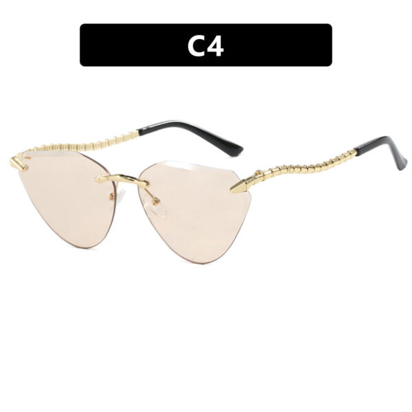 588596533 Snake leg frameless cut cat eye sunglasses, fashionable spicy girl sun protection sunglasses for women