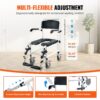 Shower Commode Wheelchair With 4 Lockable Wheels, Footrests, Flip-up Arms, 3-Level Adjustable Height, 5L Removable Bucket, 350 LBS Capacity, Commode Chair For Adults Seniors
