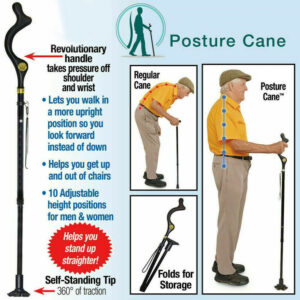 9bfa56b3-bfec-4d03-8dc4-9579ee630247.jpg Posture Walking Stick Cane For Men And Women With Adjustable Heights Folding 10 Level Trekking Pole