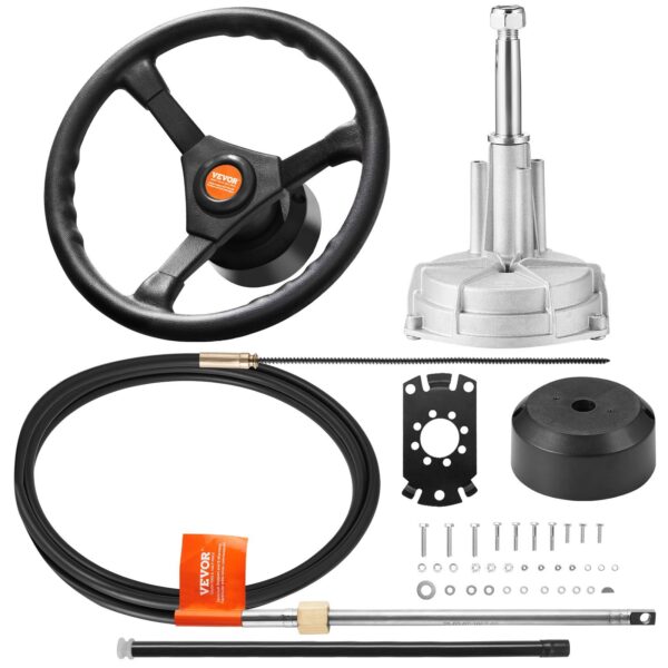 Outboard Steering System 13' Outboard Rotary Steering System 13 Feet Boat Steering Cable With 13" Wheel Durable Marine Steering System