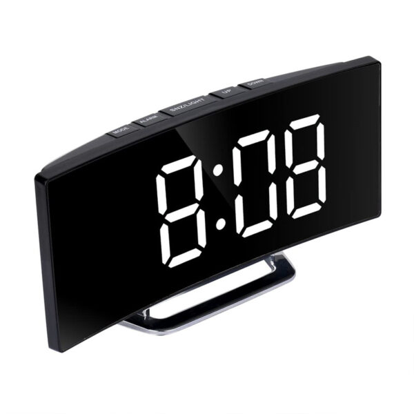 588596986 Fashion Curved Screen Clock Electronic Clock Large Screen LED Mirror Clock Silent Alarm Clock