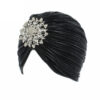 New Fashion Ladies Gold Silver Diamond Jewel Turban Hats For Women Chemo Bandana Hijab Pleated Indian Cap Turbante Hat