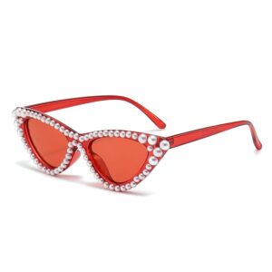 Pearl Cat's Eye High grade Fashion Versatile Street Shooting Sunglasses Y2K Spicy Girl Funny Personality Sunglasses
