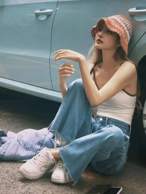 New Color Fisherman Hat Bucket Hats Japanese Summer Sunscreen Fashion Casual Paper Straw Top Cap Foldable Women Designer Sun Hat