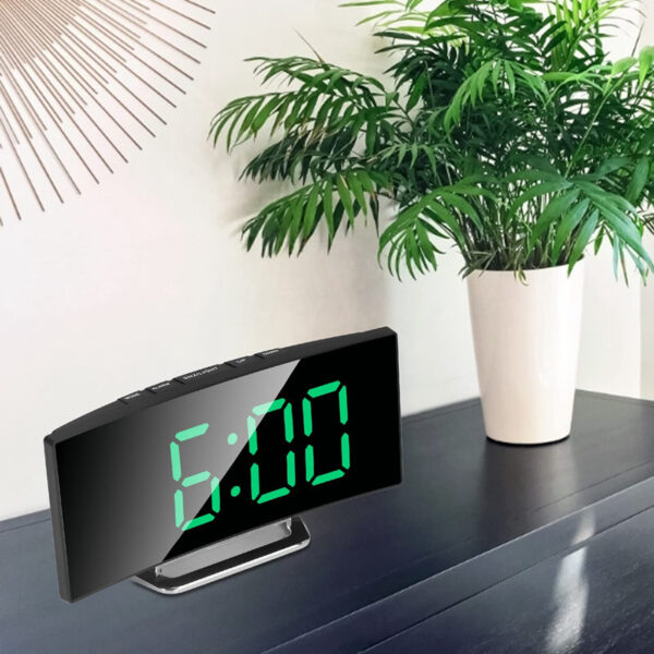 588596985 Fashion Curved Screen Clock Electronic Clock Large Screen LED Mirror Clock Silent Alarm Clock