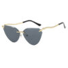 588596525 Snake leg frameless cut cat eye sunglasses, fashionable spicy girl sun protection sunglasses for women