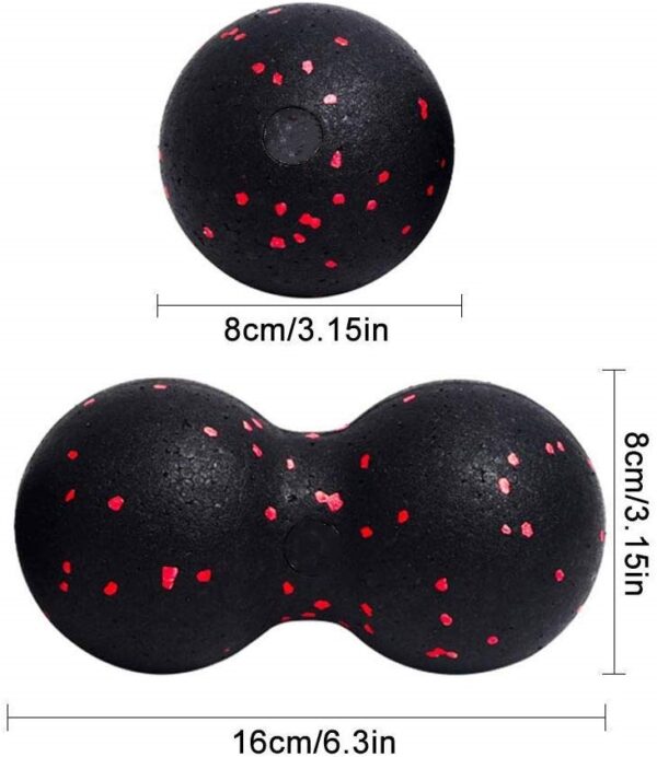 (Ship Now) 2Pc Peanut Fitness Massage Ball Set Double Lacrosse Mobility Ball for Myofascial Physical Therapy Deep Tissue Massage