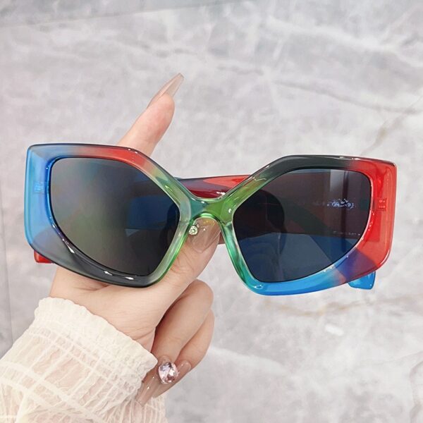 Rainbow Irregular Frame Retro Cat Eye Sunglasses Personalized Sunglasses