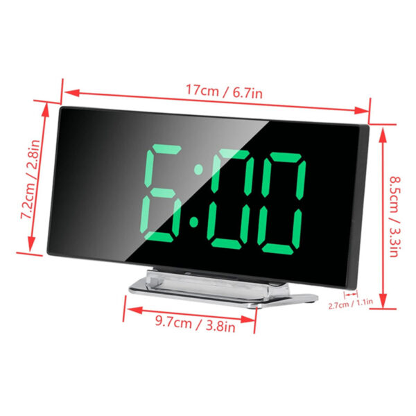 588596982 Fashion Curved Screen Clock Electronic Clock Large Screen LED Mirror Clock Silent Alarm Clock
