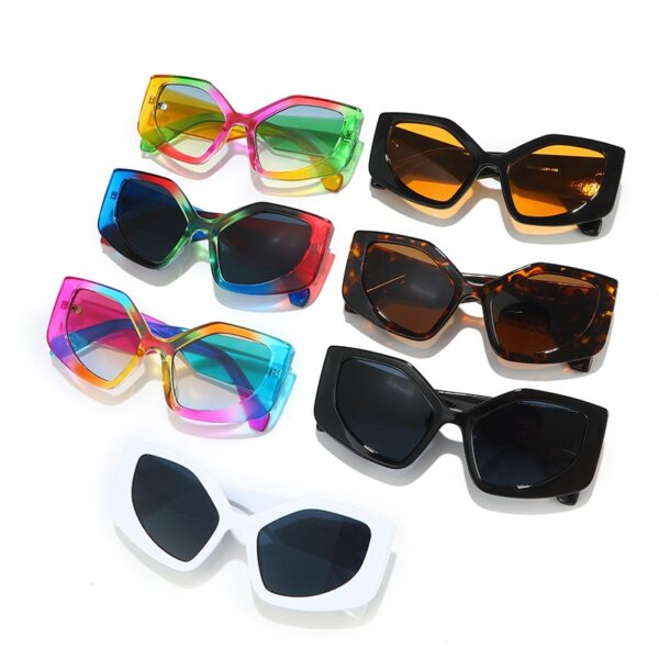 Rainbow Irregular Frame Retro Cat Eye Sunglasses Personalized Sunglasses