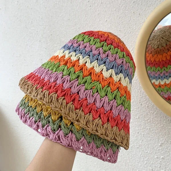 New Color Fisherman Hat Bucket Hats Japanese Summer Sunscreen Fashion Casual Paper Straw Top Cap Foldable Women Designer Sun Hat