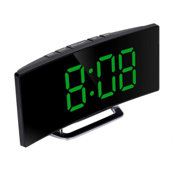 588596987 Fashion Curved Screen Clock Electronic Clock Large Screen LED Mirror Clock Silent Alarm Clock