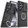 Samsung S26 Ultra Magnetic Rotating Car Mount Phone Case A17 Lens Flip Cover S25 Shockproof