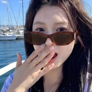 588596142 Cat's Eye Sunglasses Irregular Cat's Eye Sunglasses Women's Trendy High End Sensation Slim Retro Sunglasses Round