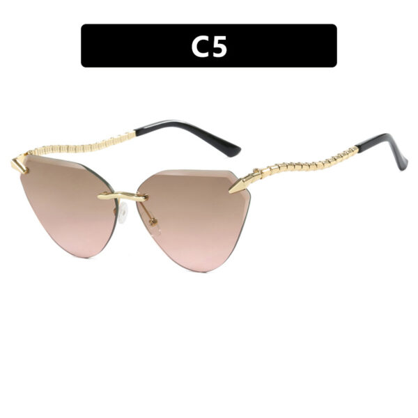 588596534 Snake leg frameless cut cat eye sunglasses, fashionable spicy girl sun protection sunglasses for women