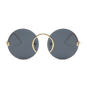 Punk style sunglasses glasses European and American round frame rimless sunglasses