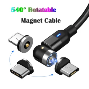 588779592 540 Degree Rotatable Apple Magnetic Charger For iPhone Cable USB C Magnetic Micro USB Cable Type C Gaming Cord Wire For Charging