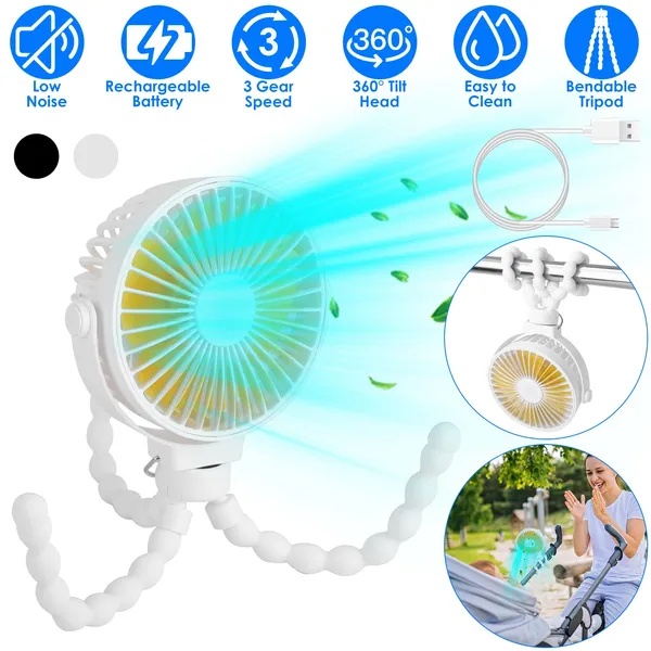 a401eeb4-7747-49da-8575-1794853ec4a6.jpg Portable Baby Stroller Fan Rechargeable Handheld Fan With Flexible Tripod Clip On Desktop Hanging Fan 3 Gear Speed With Tilt Head