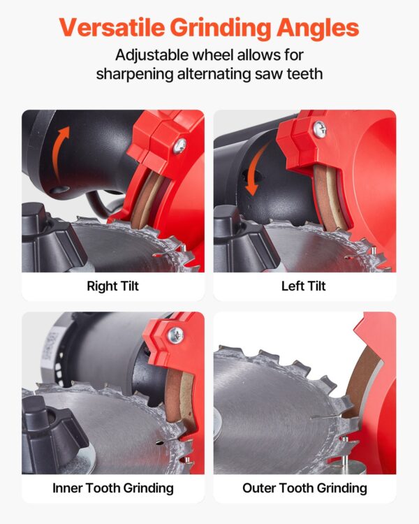 Circular Saw Blade Sharpener, 370W 3590RPM Rotary Angle Mill Grinder Sharpening Machine With 5" Grinding Wheel & 6 Saw Centerings - Fits Φ3.2" To Φ27.5" Circular Saw Blades