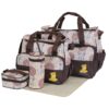 5Pcs Baby Nappy Diaper Bags Set Mummy Diaper Handbags With Diaper Pad Food Bag Bottle Bag Travel Tote Bags For Mom Dad