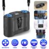 16000mAh 4 In 1 Dual Turbine Waist Clip Fan Wearable Personal Fan Hands Free With 5 Speeds LCD Display Lanyard Double As Power Bank For Jobsites Camping Hiking