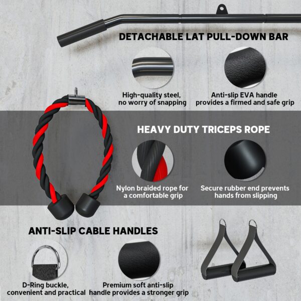 af0c6bd3-7432-4771-b1b3-fbcef6a04c99.jpg Weight Cable Pulley System for Home Gym with Universal Loading Pin for LAT Pull Down, Biceps Curl Workout, Red