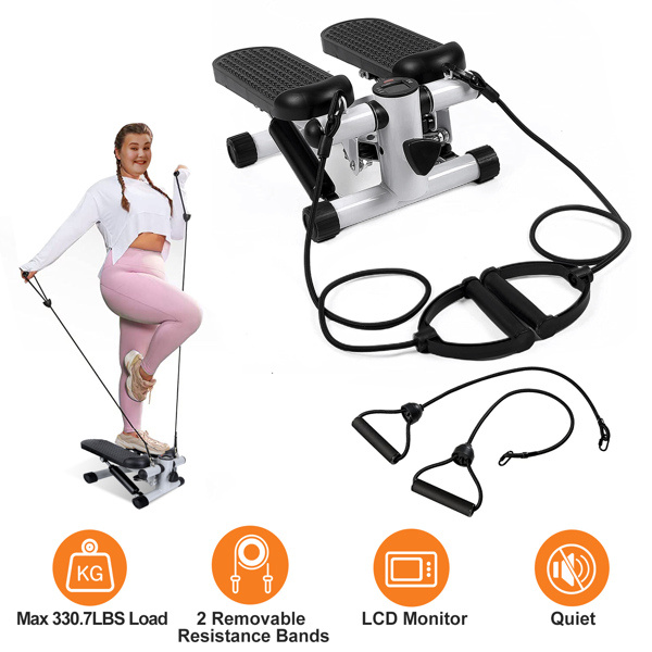 b1f9bd3e-79f5-49aa-b0dc-f64dce6800ed.jpg Fitness Step Machine, Mini Step Machine With Resistance Band, Home Fitness Equipment With 330.7LBS Load-bearing Capacity, Hydraulic Fitness Step Machine With LCD Display Screen