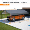12X20 FT Metal Carport, Outdoor Car Shelter All Weather, Heavy Duty Outdoor Galvanized Car Shelter For Car Boat Truck And SUVs Black