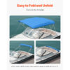 4 Bow Bimini Top Replacement Cover, 8 Ft Long Durable 600D Marine Grade Waterproof Sun Shade Boat Canopy With Storage Boot, Easy Install Zipper Sleeve Awning, 96L X 97-103