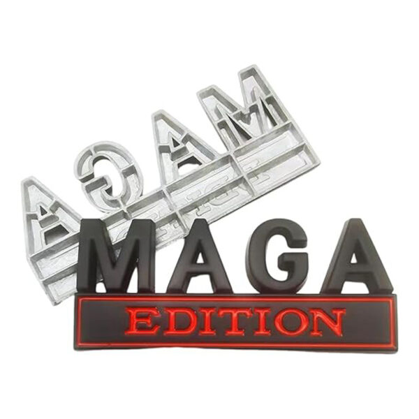 b607374b-a976-4863-a19a-8faf79562074.jpg 4pcs MAGA Edition Car Metal Badge Sticker Truck Replacement, Suitable For General Motors SUV,Motorcycle, Bicycle Chrome Alloy