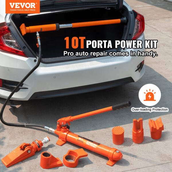 bb6ad1d5-5bb0-41bb-9196-b5e8c0899571.jpg 10 Ton Porta Power Kit, Hydraulic Ram With Pump, Car Jack With 4.6 Ft/1.4 M Oil Hose, Bent Frame Repair Tool With Storage Case For Automotive, Garage, Heavy Equipment, Mechanic (22046 LBS)