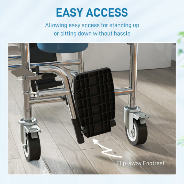 bcf58fc9-0a9f-4931-9aa1-f8986b0c5f12.jpg Rolling Shower Wheelchair for Seniors, Bedside Commode Chair with Locking Wheels, Seat, Backrest, Arms, Gray