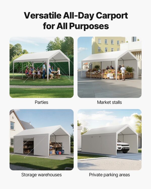 c09667f8-7310-4be2-8269-f61a16dc16e5.jpg Carport Car Canopy 10x20FT Heavy Duty Outdoor Car Shelter With Sidewalls White