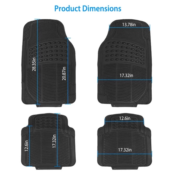 c0cb5fec-6f12-45b4-831a-ed6d725567ee.jpg 4Pcs Automotive Floor Mats Front And Rear PVC Rubber Floor Mats Heavy Duty Drive Vehicle Car Mats With Trimmable Design Fit Most Cars SUVs Trucks