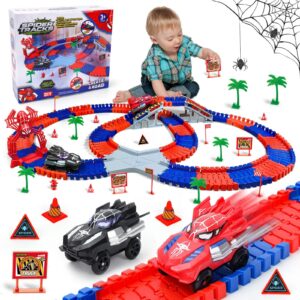 c0f043af-d2d8-40d3-80a6-b695d90c2152.jpg Spider-Themed Flexible Track Toy Set Includes Black And Red Spider Cars,Pickup Only