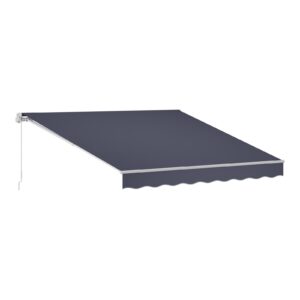 c3ca039c-8705-4b5b-bbec-6985d6c5620d.jpg Manual Retractable Awning, 13.1' X 9.8' Outdoor Patio Awning Retractable Sun Shade, Patio Door Window Water-Resistant Polyester Sunshade Shelter With Crank Handle For Deck, Balcony, Yard, Gray